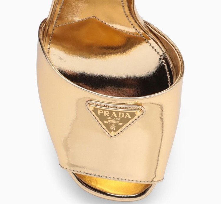 Prada Gold Platform Leather Sandal