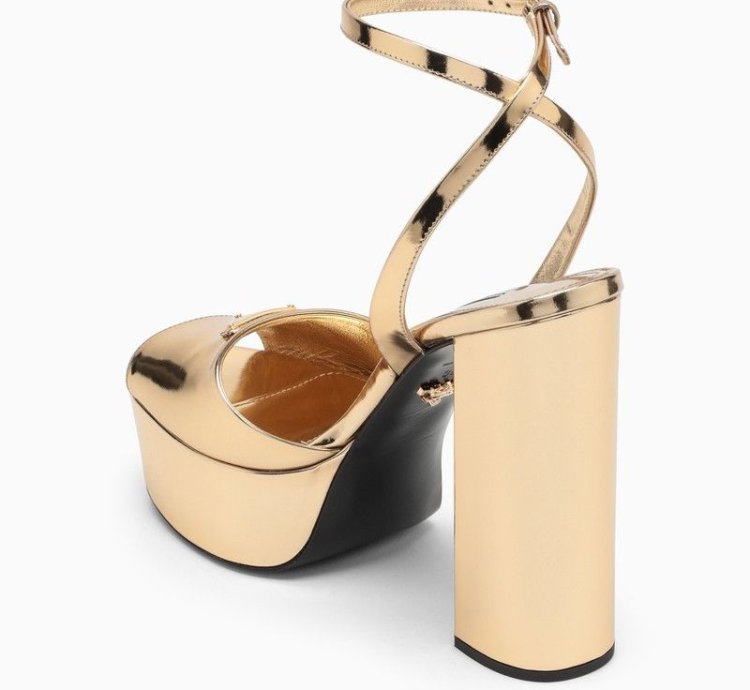 Prada Gold Platform Leather Sandal