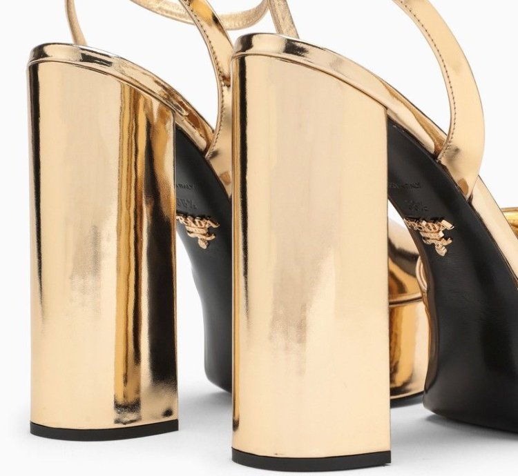 Prada Gold Platform Leather Sandal