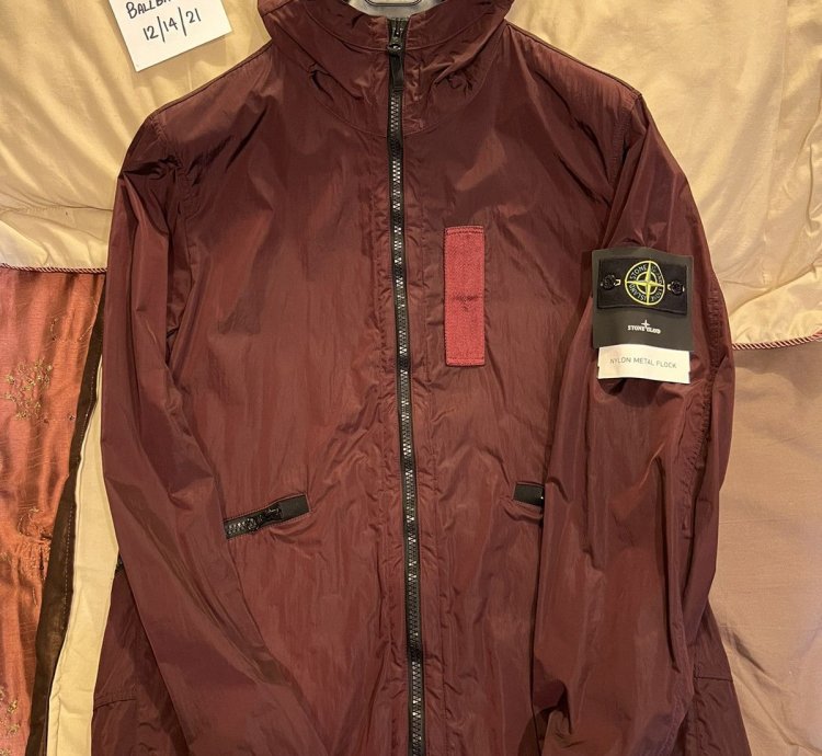 Stone Island Nylon Metal Flock Burgundy Jacket