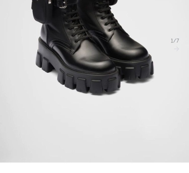 Prada Leather And Nylon Platform Combat Boots With Pouches