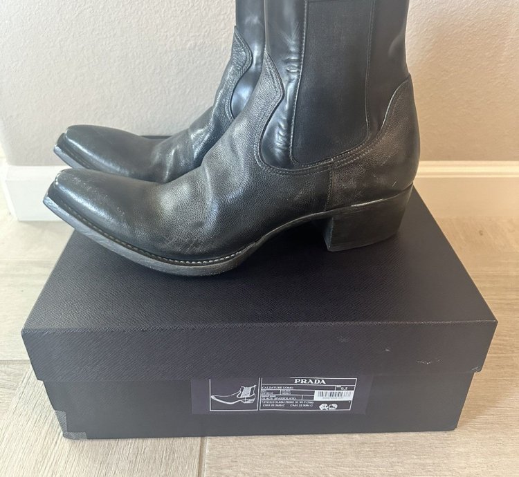 Prada Leather Boots Booties Chelsea Fw23