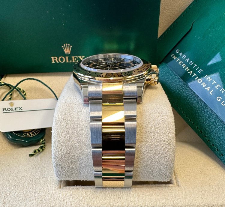Rolex Daytona New 2024 Black Dial Yellow Subdials Two Tone Yellow Gold Oyster Chronograph