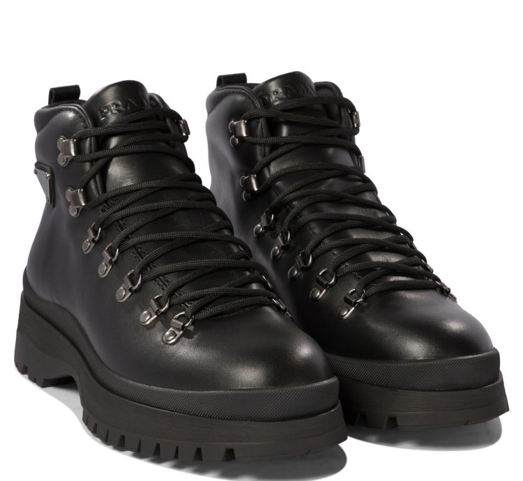 Prada Leather Boots With Triangle Logo Size Uk 9 5