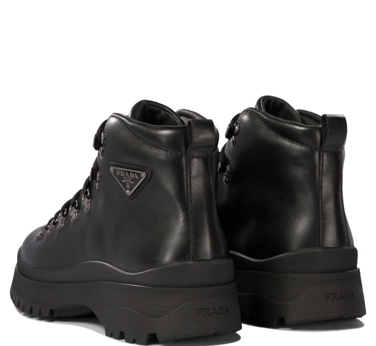 Prada Leather Boots With Triangle Logo Size Uk 9 5