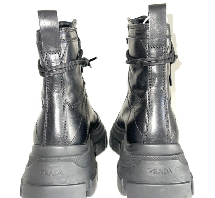 Prada Leather Chunky Sole Combat Boots