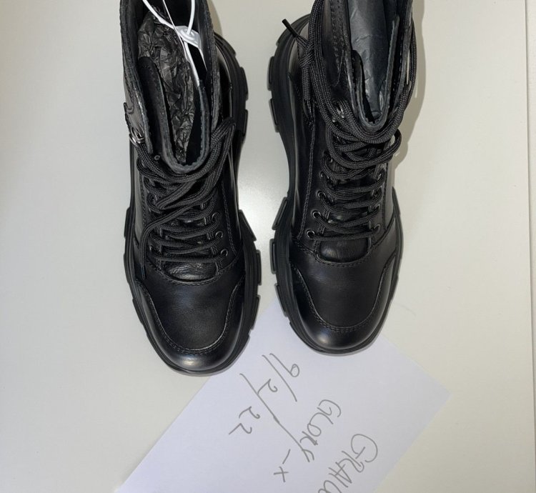 Prada Leather Chunky Sole Combat Boots