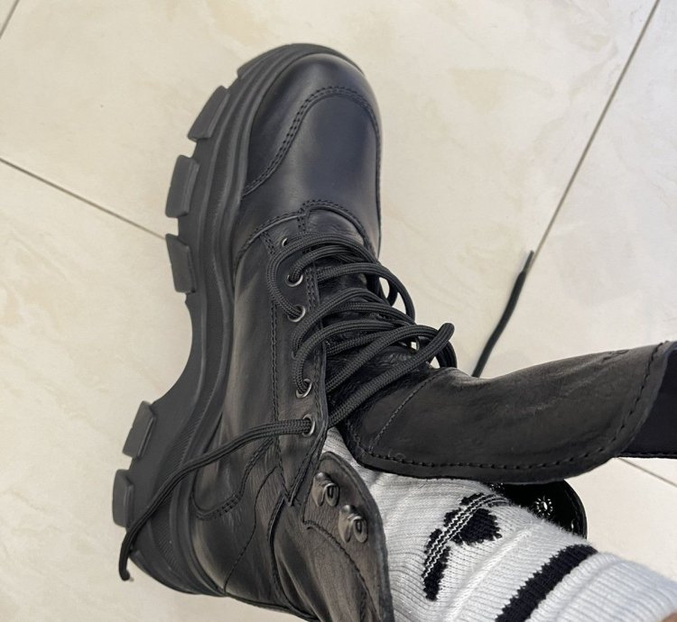 Prada Leather Chunky Sole Combat Boots