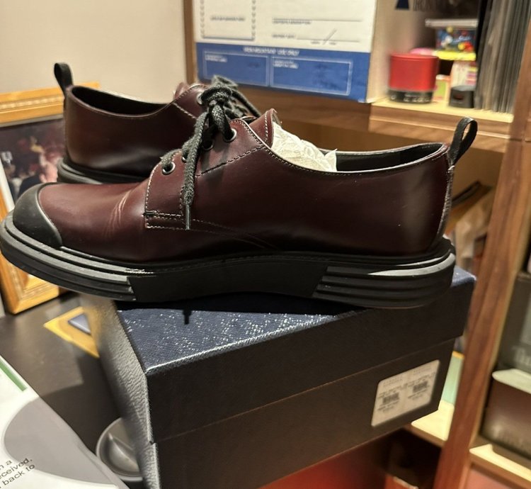 Prada Leather Lace Up Shoes With Rubber Sole