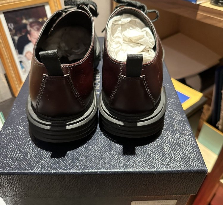 Prada Leather Lace Up Shoes With Rubber Sole