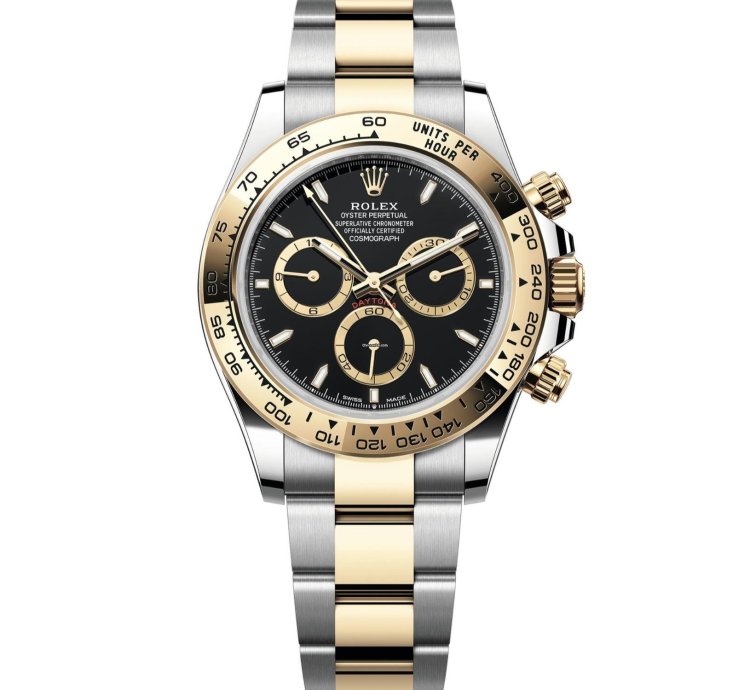 Rolex Daytona New 2025 Black Index Dial Two Tone Yellow Gold Smooth Bezel Oyster Bracelet