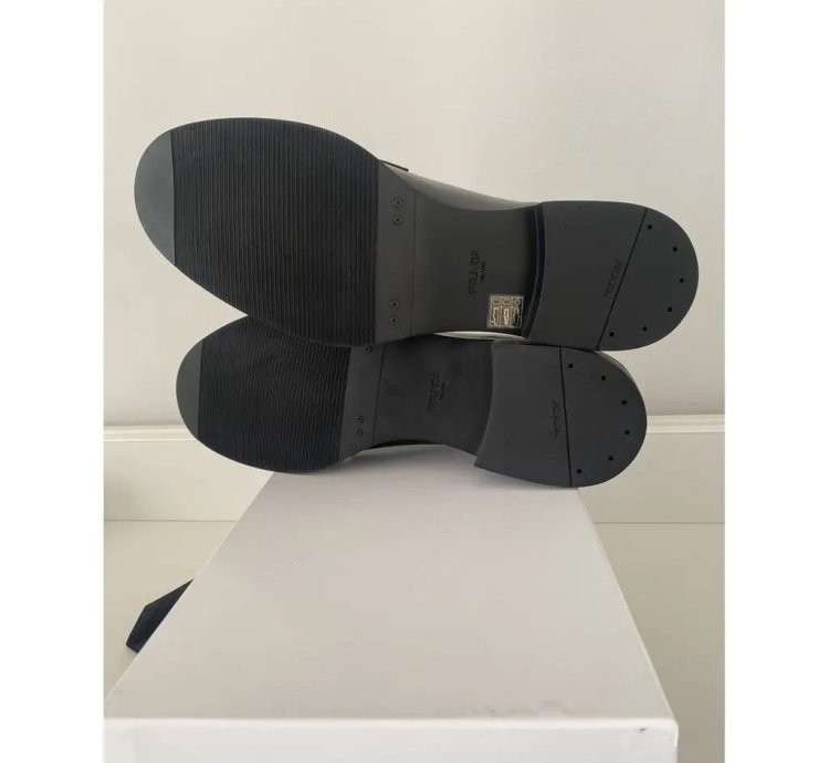 Prada Leather Lace Ups dnc115 In Black Brushed Leather