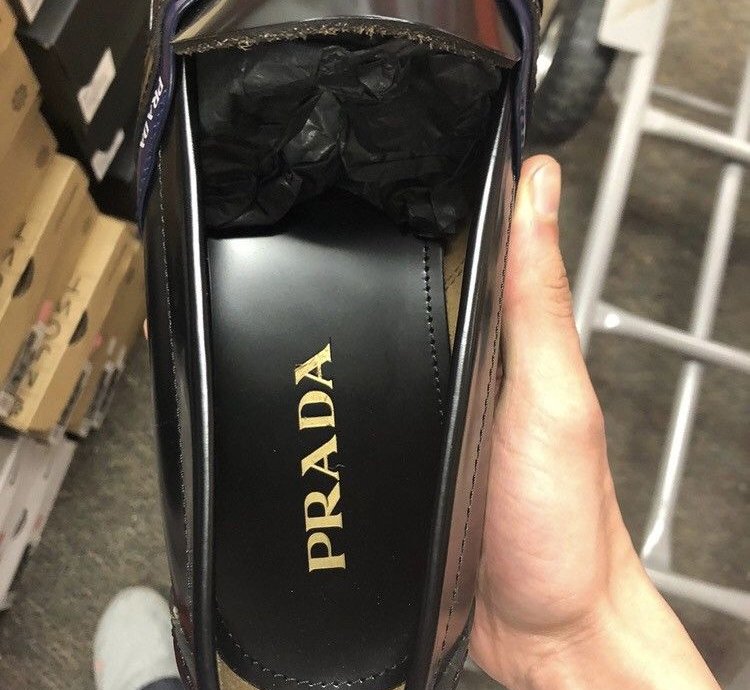 Prada Leather Logo Loafers