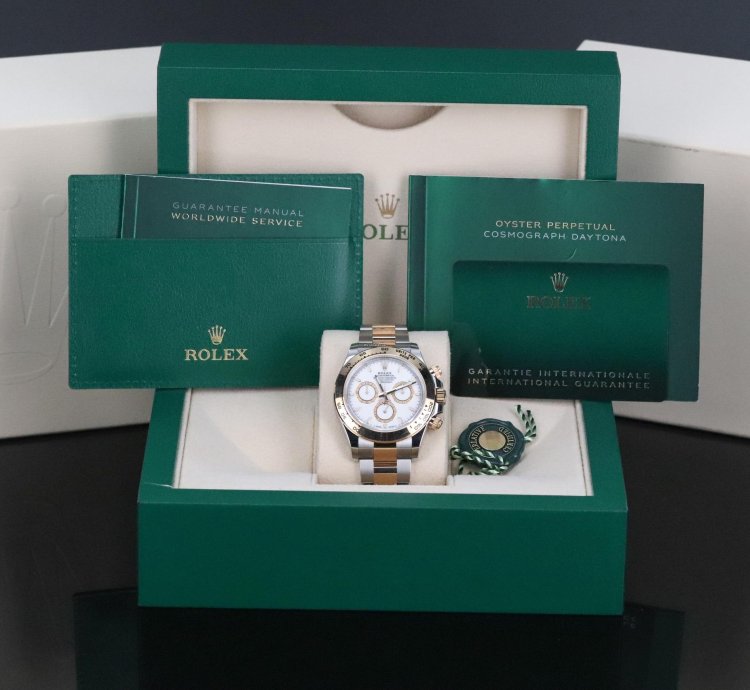 Rolex Daytona New Complete Two Tone White Dial 40mm Yellow Gold Oyster 126503 Cosmograph