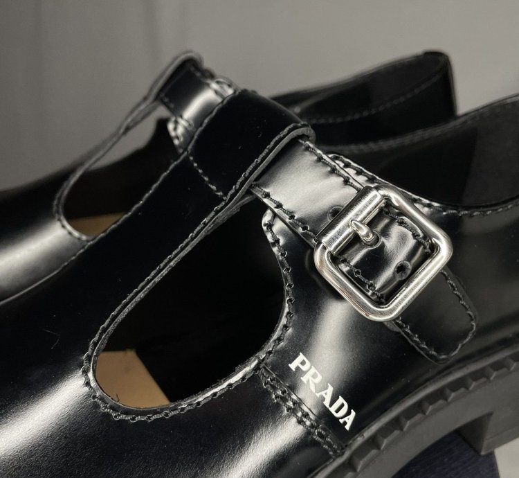 Prada Leather Mary Jane -strap Shoes