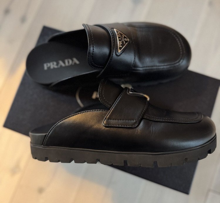 Prada Leather Mule Slippers