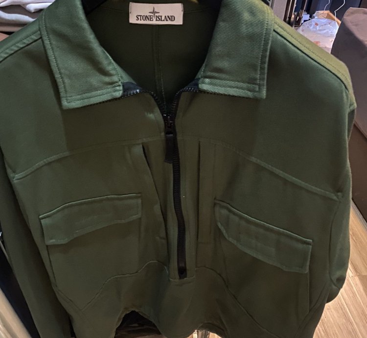 Stone Island Olive Sage Half Zip Shirt Jacket
