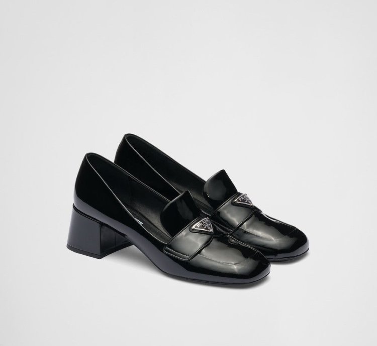 Prada Loafers Leather Black Chunk Heel Sz 8 5us 38 5
