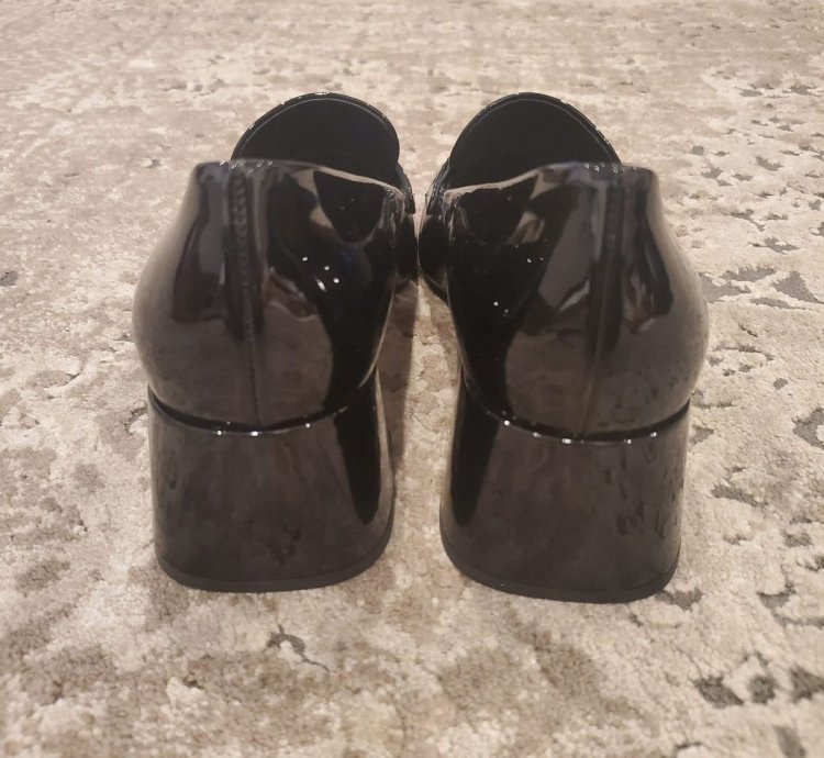 Prada Loafers Leather Black Chunk Heel Sz 8 5us 38 5
