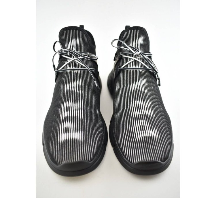 Prada Logo Knit Row Sock Black White Low Flat Trainer