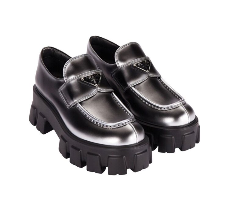 Prada Logo Monolith Leather Loafers