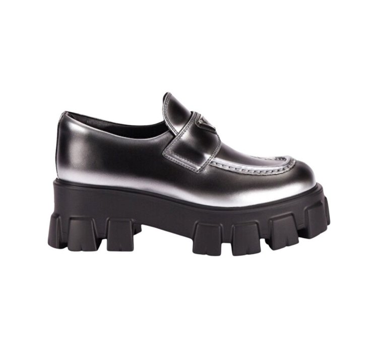 Prada Logo Monolith Leather Loafers