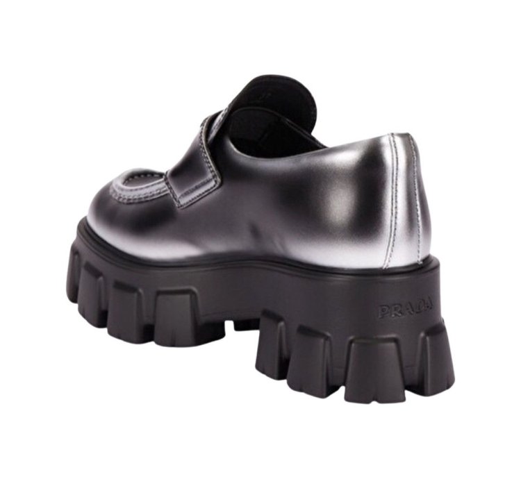 Prada Logo Monolith Leather Loafers