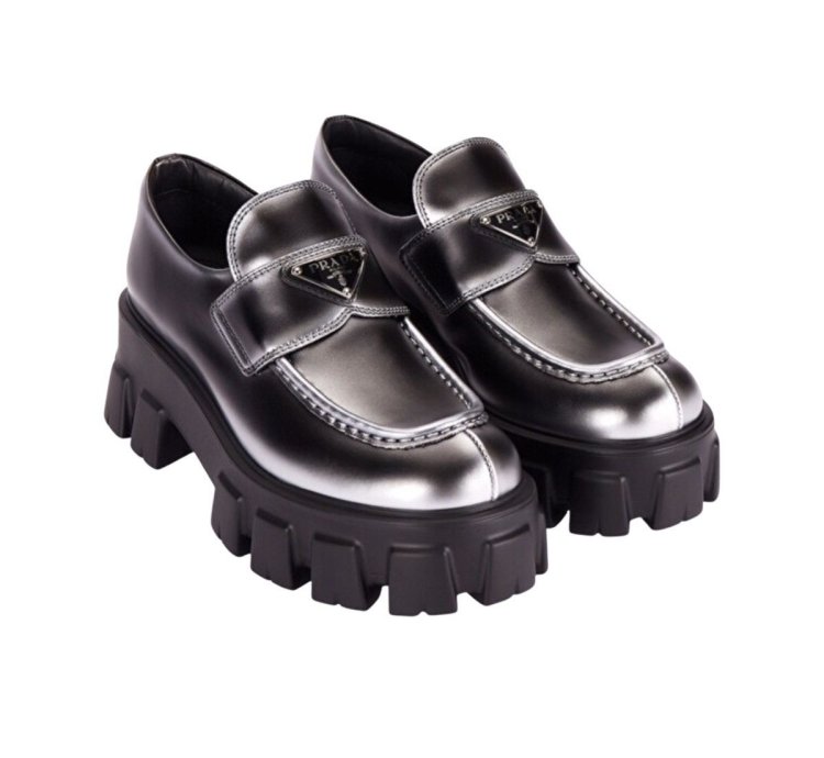 Prada Logo Monolith Leather Loafers