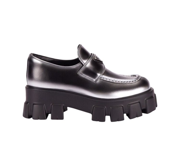 Prada Logo Monolith Leather Loafers