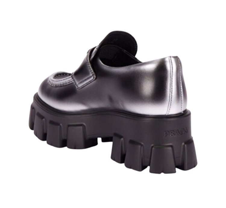 Prada Logo Monolith Leather Loafers