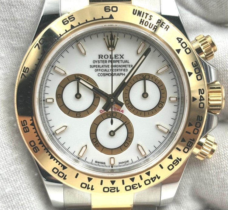 Rolex Daytona Unworn Cosmograph Daytona 40mm White Dial Two Tone Bracelet 126503 Box Papers 2024
