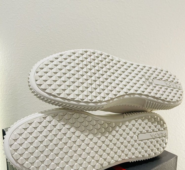 Prada Low Top Canvas And Leather Sneakers