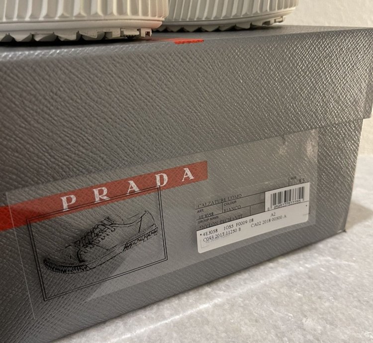 Prada Low Top Canvas And Leather Sneakers