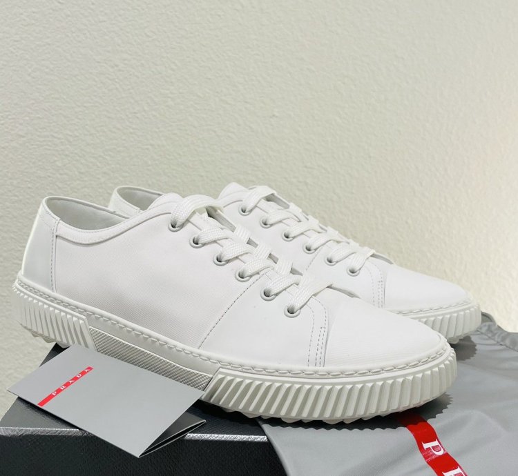 Prada Low Top Canvas Leather Sneakers Shoes