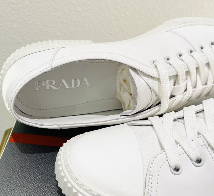 Prada Low Top Canvas Leather Sneakers Shoes