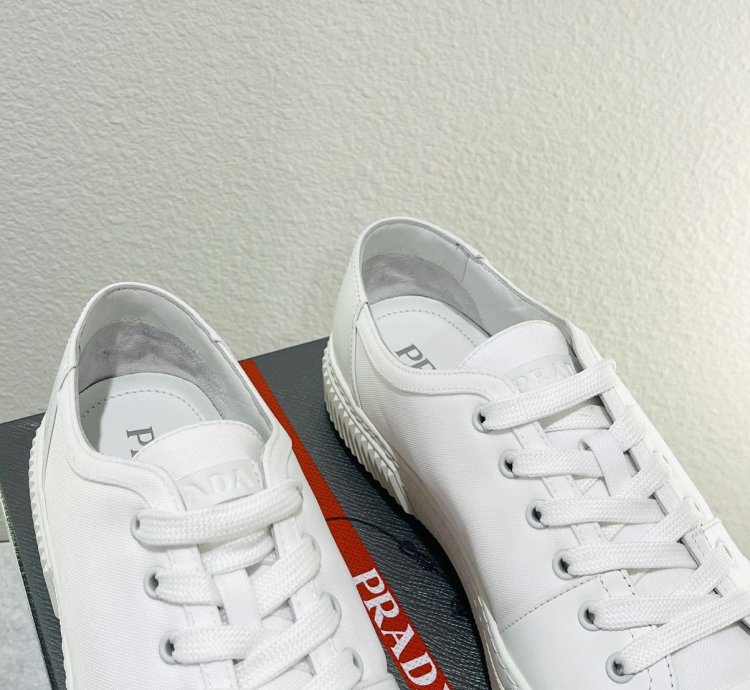 Prada Low Top Canvas Leather Sneakers Shoes