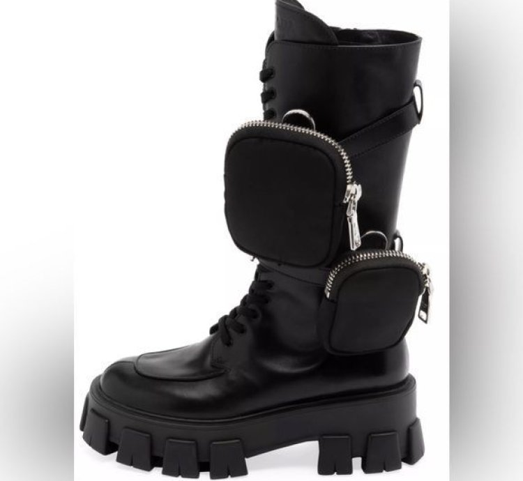 Prada Lug-sole Leather Combat Boots
