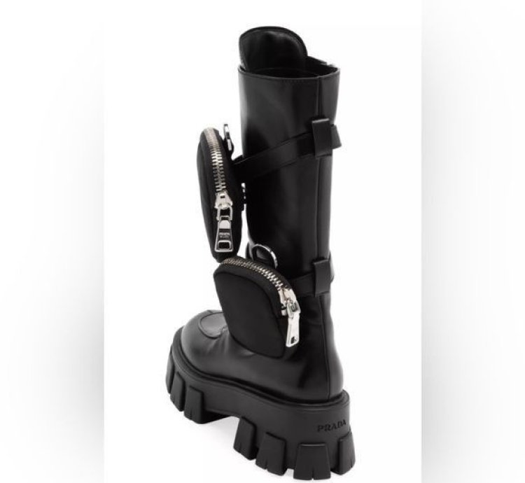 Prada Lug-sole Leather Combat Boots