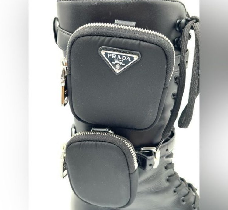 Prada Lug-sole Leather Combat Boots