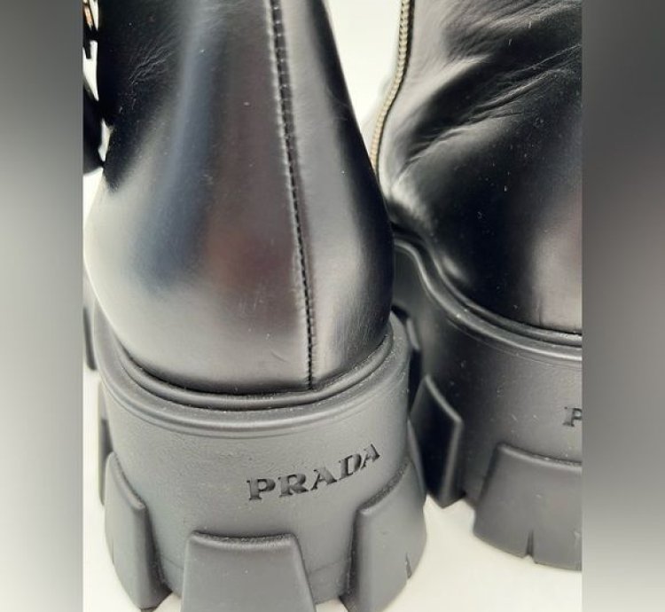 Prada Lug-sole Leather Combat Boots