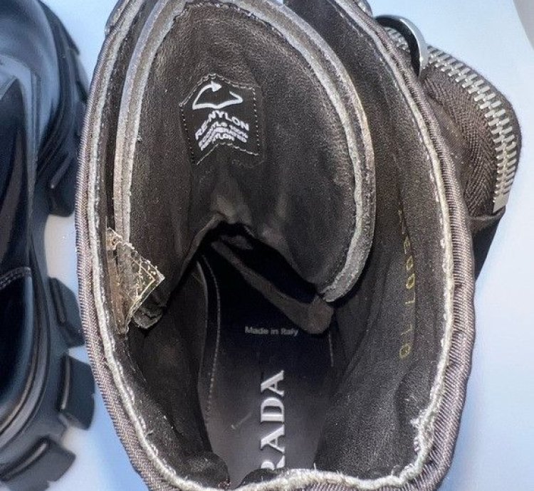 Prada Lug-sole Leather Combat Boots Black