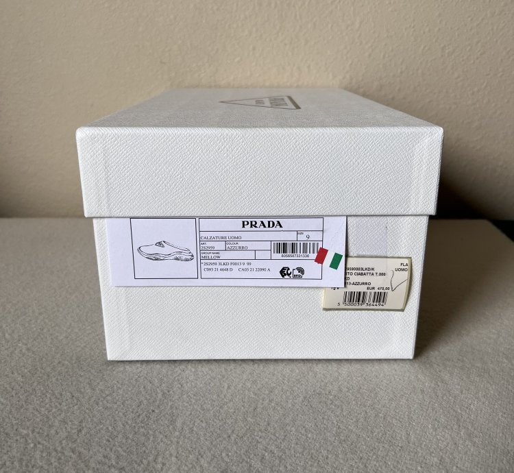 Prada Mellow Rubber Slip Ons In Blue