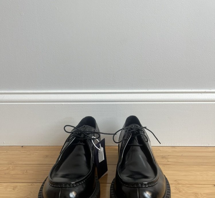 Prada Men Black Spazzolato Leather Shoes