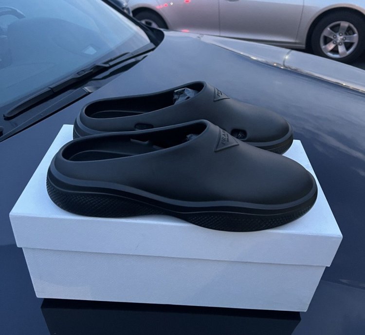 Prada Men Mellow Foam Rubber Mules Clogs Slip On Shoes
