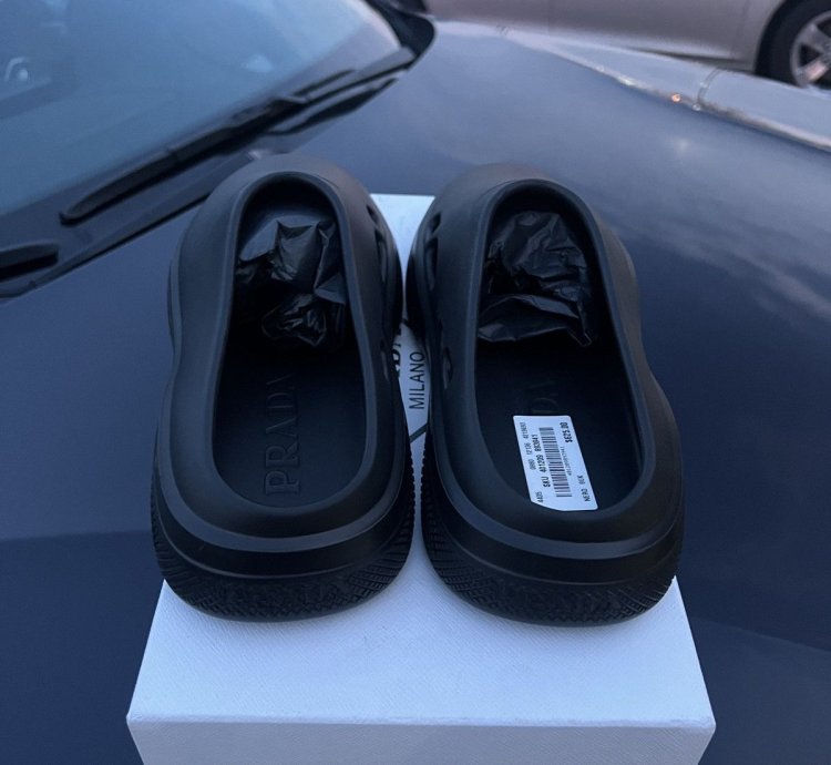 Prada Men Mellow Foam Rubber Mules Clogs Slip On Shoes