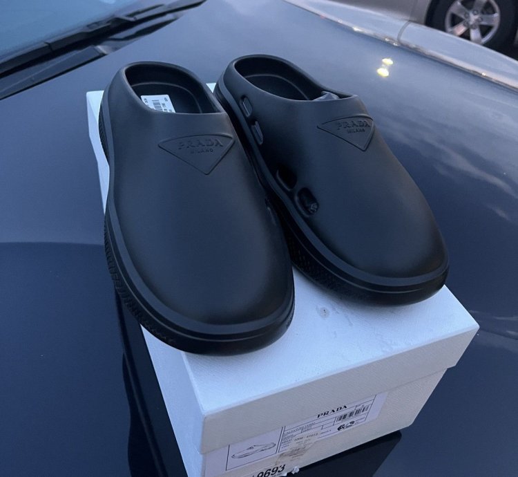 Prada Men Mellow Foam Rubber Mules Clogs Slip On Shoes
