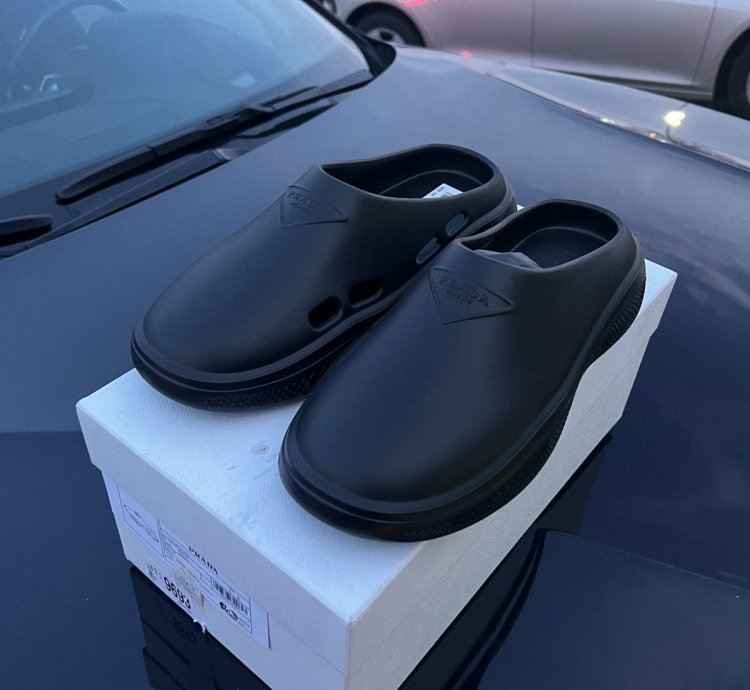 Prada Men Mellow Foam Rubber Mules Clogs Slip On Shoes