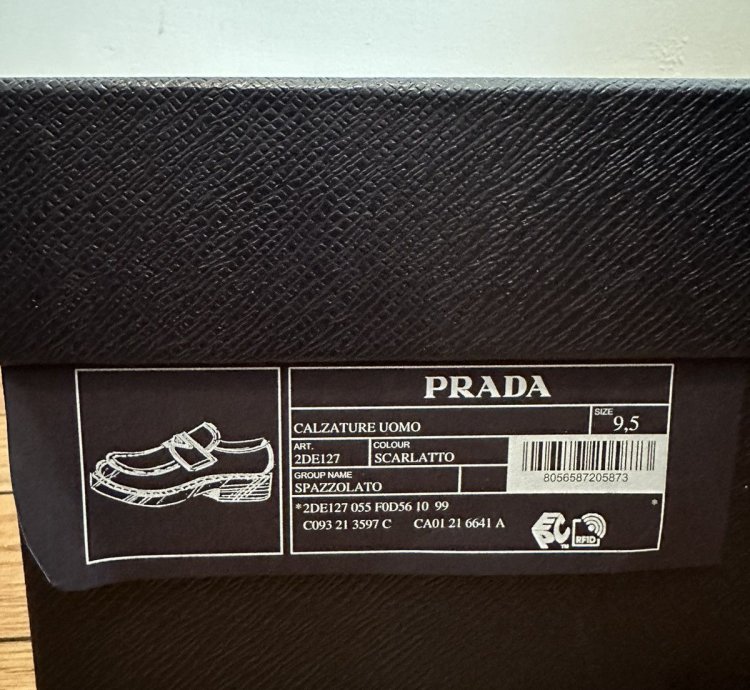 Prada Men Triangle Loafers In Red