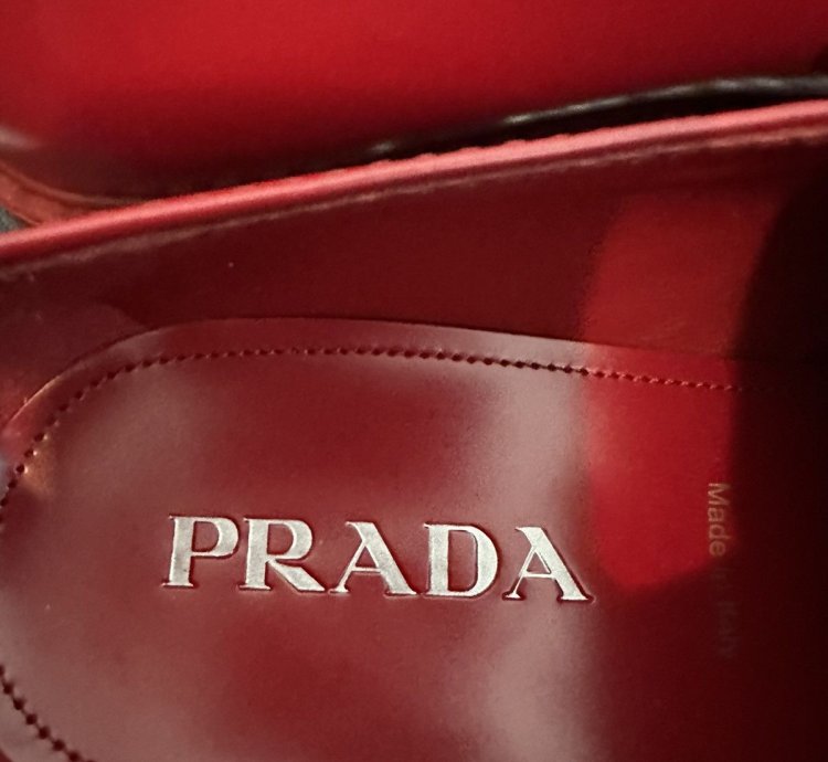 Prada Men Triangle Loafers In Red