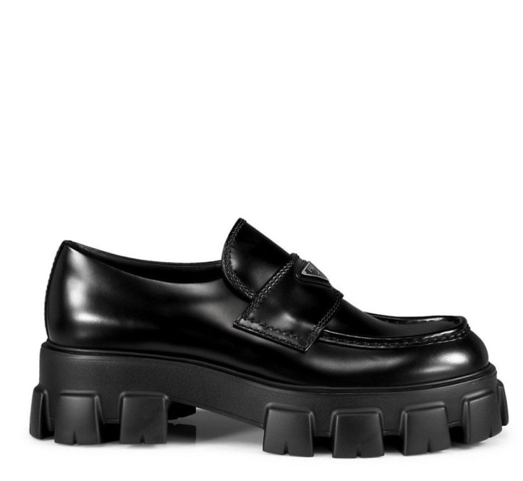 Prada Mens Monolith Brushed Leather Loafers